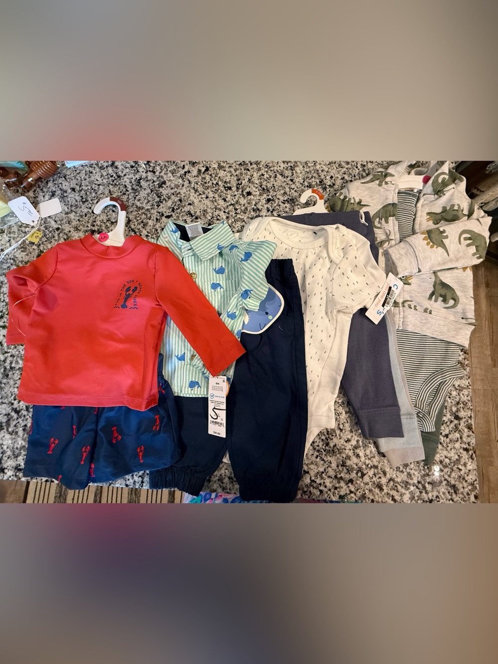 Multiples brands - 12 pieces total Long-Sleeve Tee w/ Navy Lobster Shorts & more